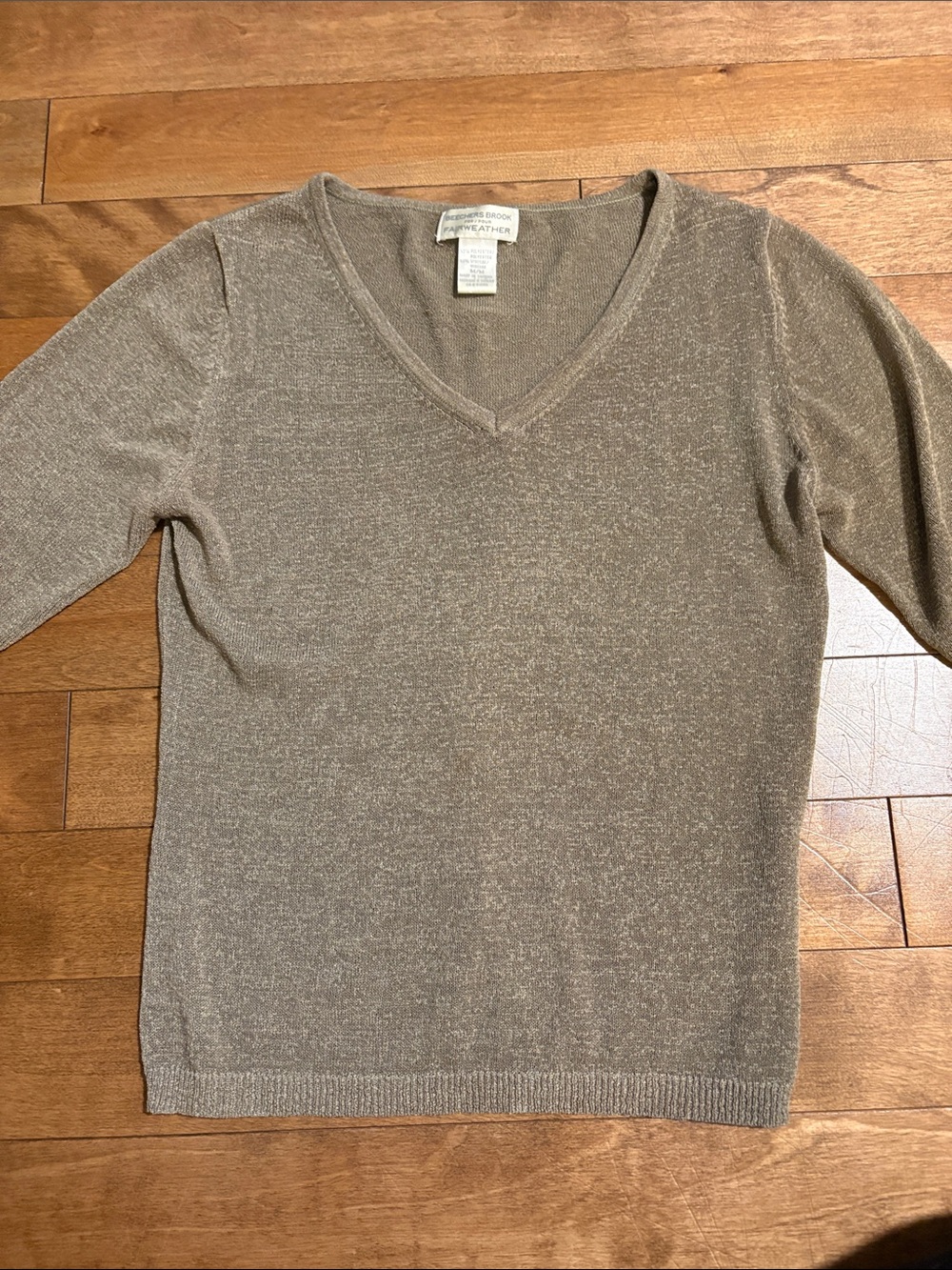 Vintage Women's V-Neck Sweater in Green/Brown